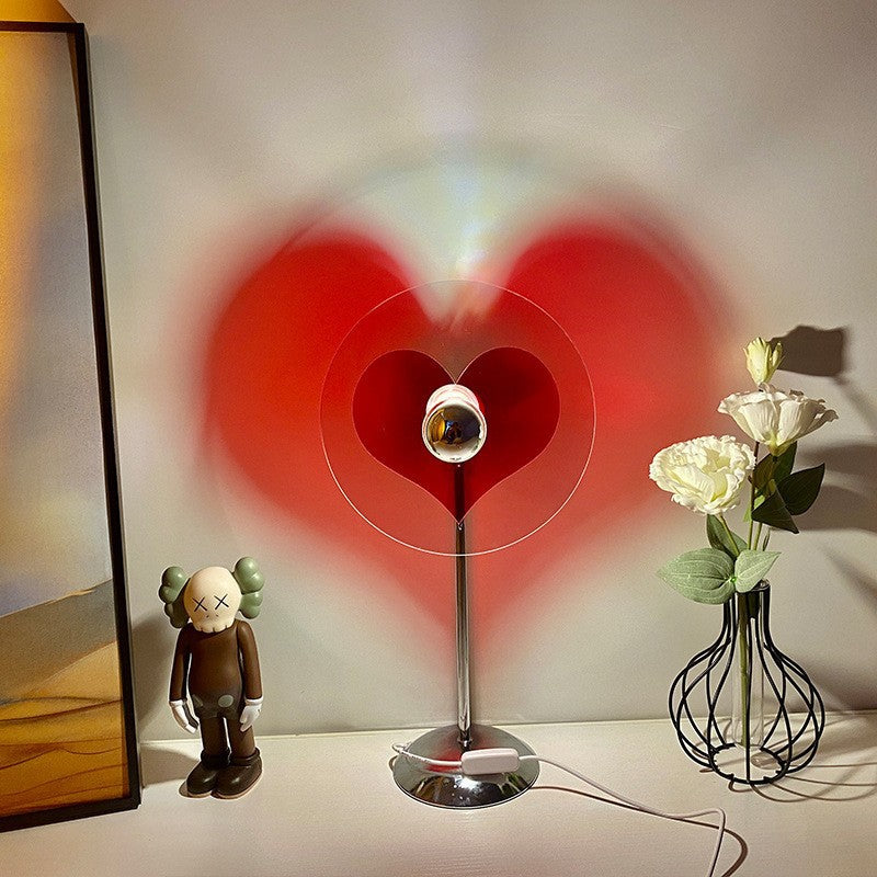 Modern Creative Heart Round Metal Acrylic 1-Light Table Lamp For Bedroom