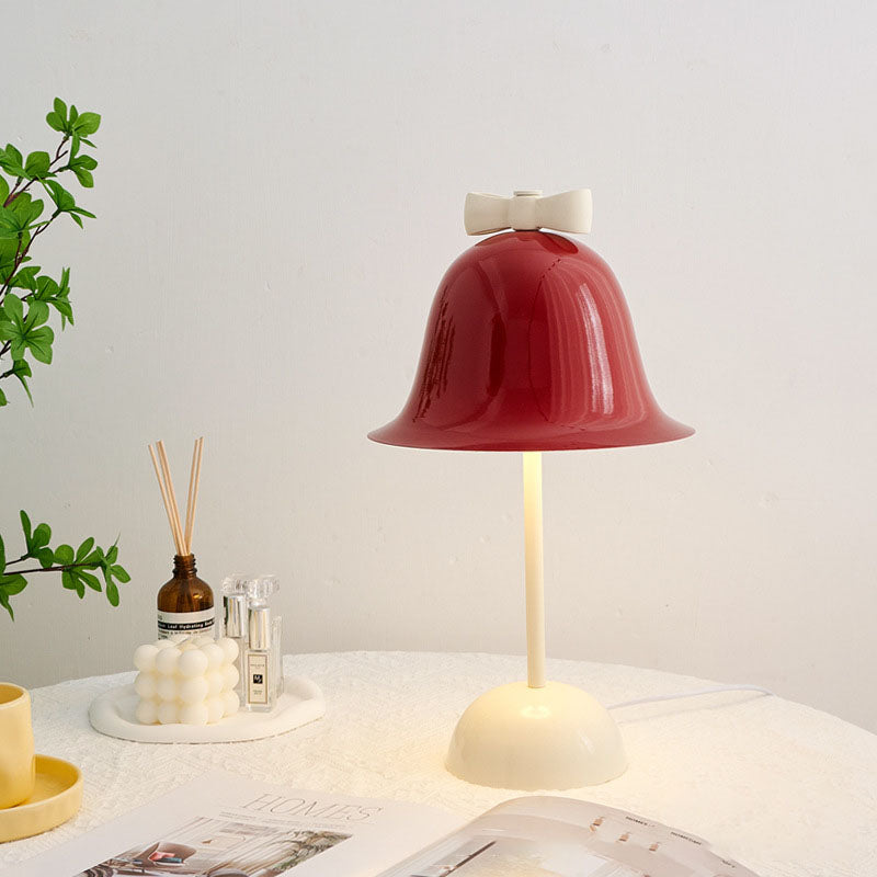 Modern Minimalist Cream Tone Bow Bell LED Table Lamp