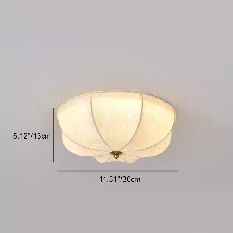 Traditional French Iron Fabric Round 3/4/5 Light Flush Mount Ceiling Light For Bedroom