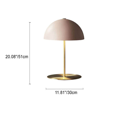 Nordic Simple Pink Dome Copper Base 1-Light Table Lamp