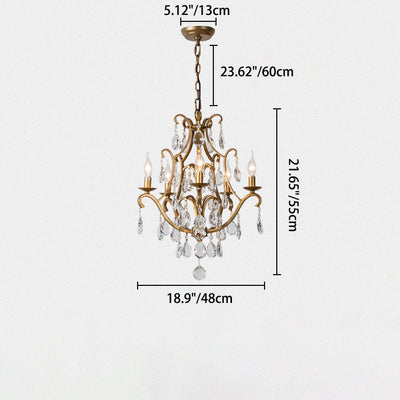 Traditional French Candelabra Round Crystal Iron Frame 5/9/12 Light Chandelier For Living Room