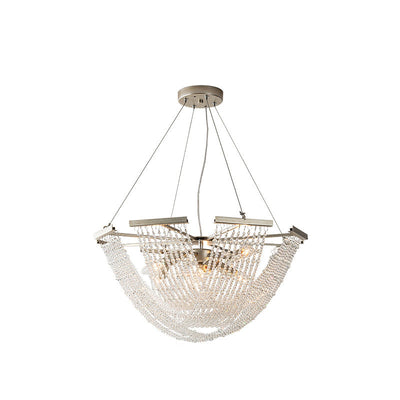 Contemporary Luxury Mesh Shade Iron Crystal 2/6 Light Chandelier For Living Room