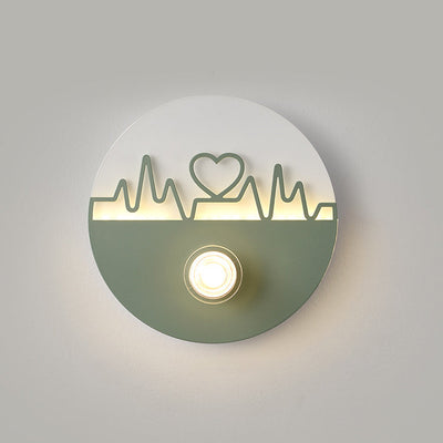 Modern Minimalist Cream Round Love Wave Iron Acrylic LED Wall Sconce Lamp For Bedroom