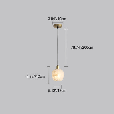 Modern Minimalist Pod Copper Marble 1-Light Pendant Light For Living Room