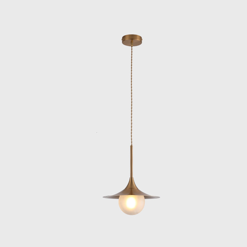 Contemporary Nordic Copper Hat Shade 1-Light Pendant Light For Living Room