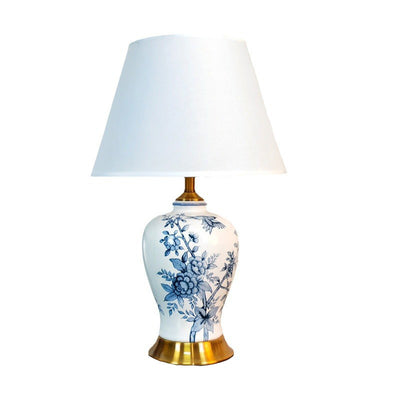 Traditional Chinese Fabric Ceramics Vase Base 1-Light Table Lamp For Bedroom