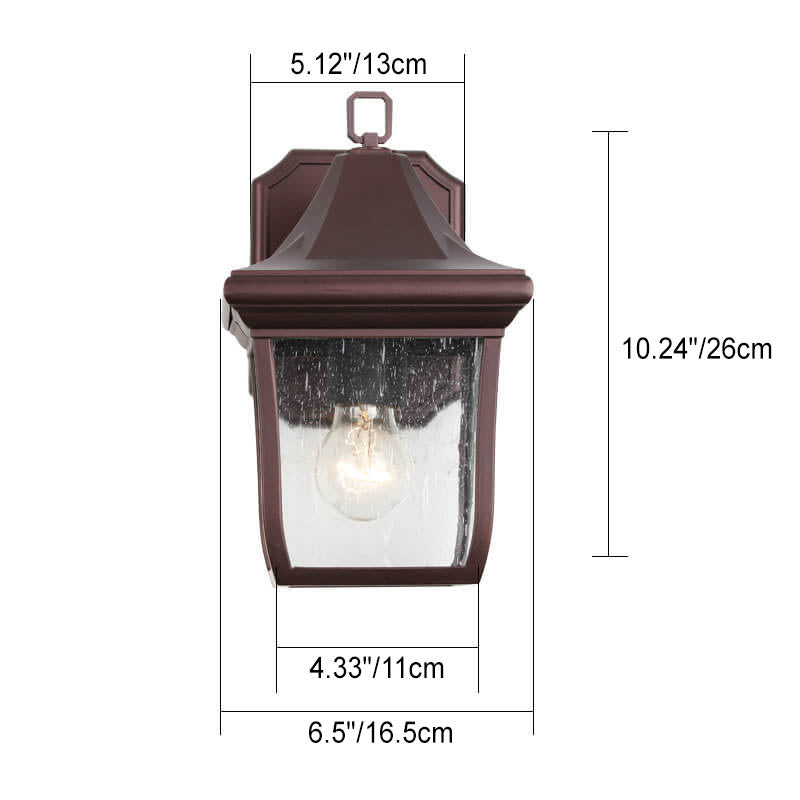 Contemporary Retro Aluminum Alloy Glass 1-Light Outdoor Wall Sconce Lamp For Garden