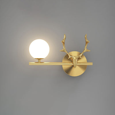 Modern Luxury Antler Full Brass Glass 1-Light Wall Sconce Lamp