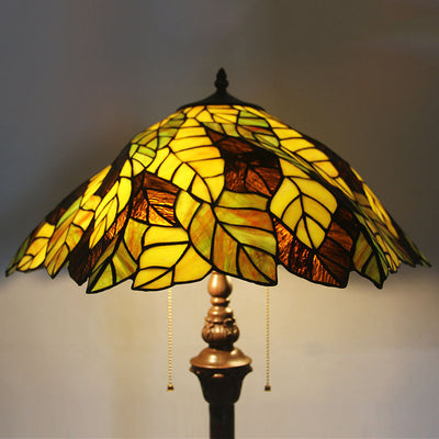 Traditional Tiffany Stained Glass Alloy 2-Light Standing Floor Lamp For Bedroom