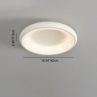 Modern Minimalist Cheese Cream Acrylic Iron LED Flush Mount Ceiling Light For Bedroom