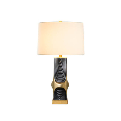 Modern Light Luxury Plated Ceramic Column Fabric 1-Light Table Lamp