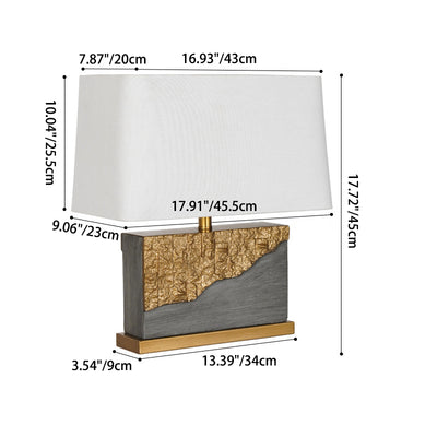 Contemporary Luxury Rectangular Trapezoidal Painted Fabric Cement Hardware 1-Light Table Lamp For Bedroom