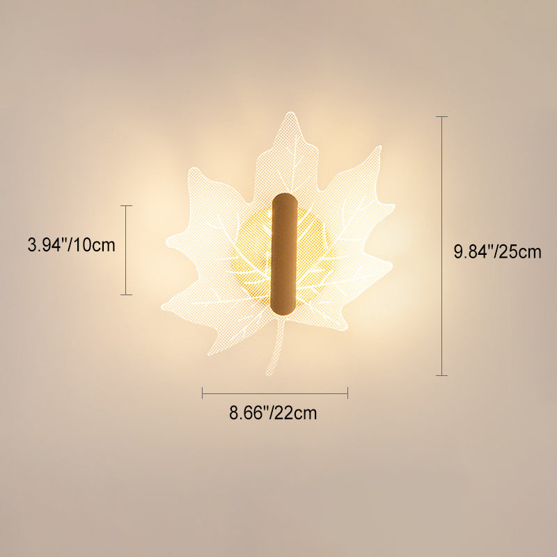 Contemporary Creative Metal Acrylic Butterfly Morning Glory Maple Leaf LED Wall Sconce Lamp For Bedside