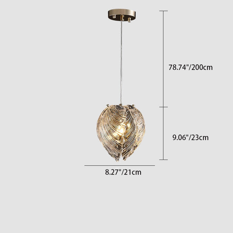 Modern Luxury Glass Shell Shape 1-Light Pendant Light For Bedroom