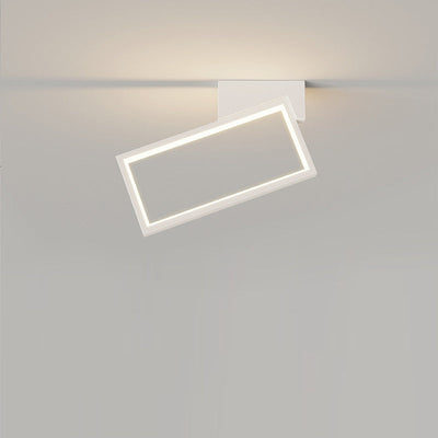 Modern Simplicity Iron Aluminum PVC Rectangle Square Teardrop LED Semi-Flush Mount Ceiling Light For Living Room