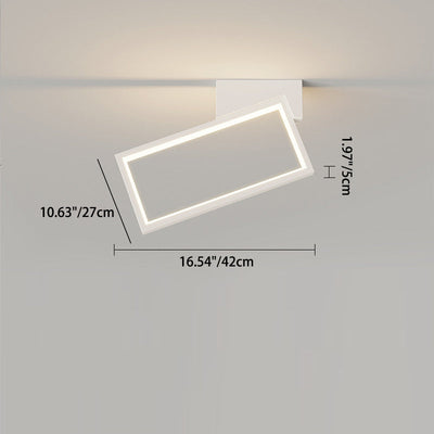 Modern Simplicity Iron Aluminum PVC Rectangle Square Teardrop LED Semi-Flush Mount Ceiling Light For Living Room