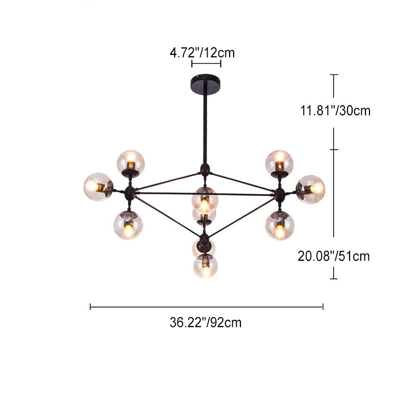 Modern Minimalist Round Ball Iron Glass 10/21 Light Chandelier For Living Room