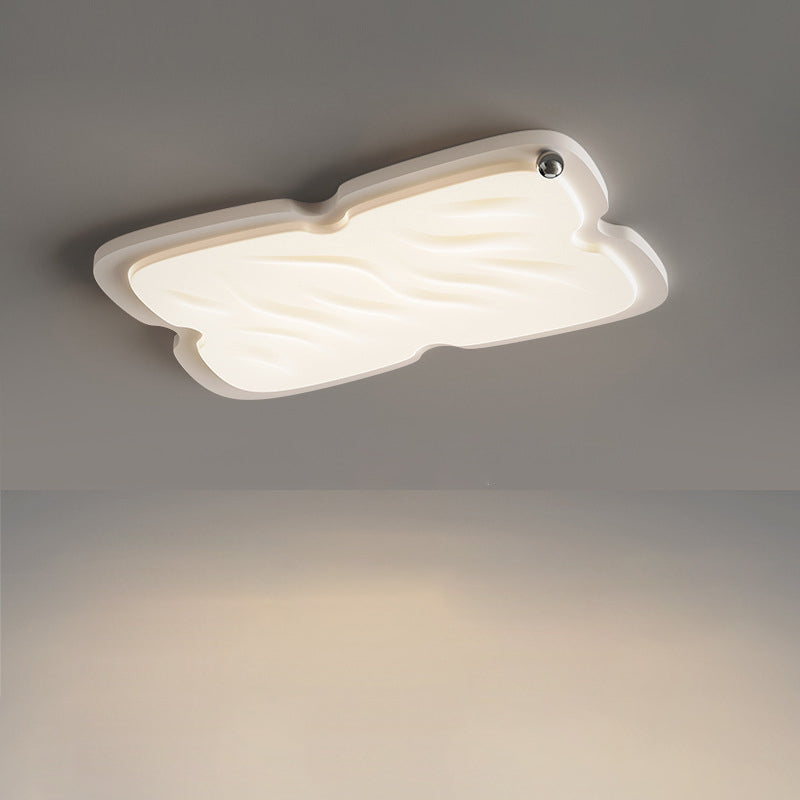 Modern Nordic Cream Biscuit PVC Shade Hardware LED Flush Mount Ceiling Light For Bedroom