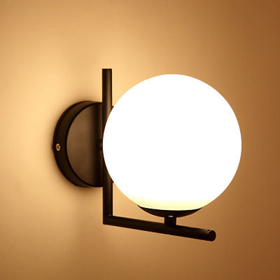 Contemporary Nordic Metal Glass Ball 1-Light Wall Sconce Lamp For Bedside