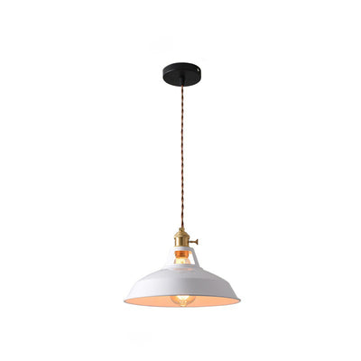 Contemporary Scandinavian Round Macaron Iron 1-Light Pendant Light For Living Room