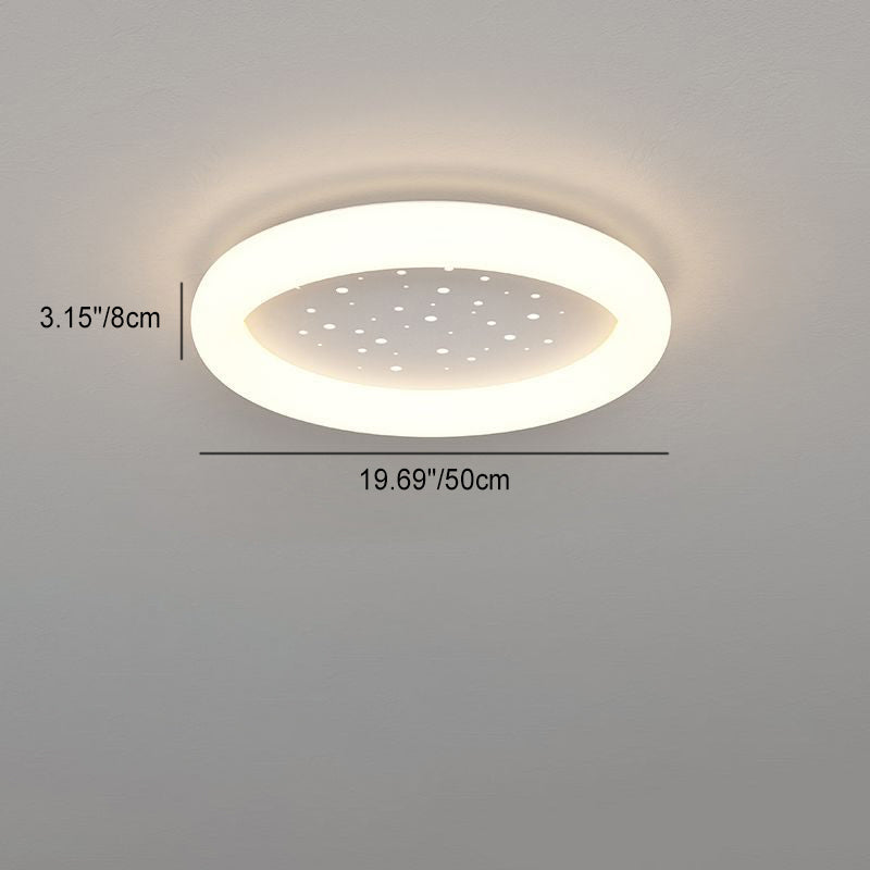 Modern Simplicity Iron Acrylic Round Starry Sky LED Flush Mount Ceiling Light For Bedroom