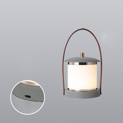 Contemporary Simplicity Portable Imitation Leather Acrylic Cylinder LED Night Light Camping Light For Outdoor Patio