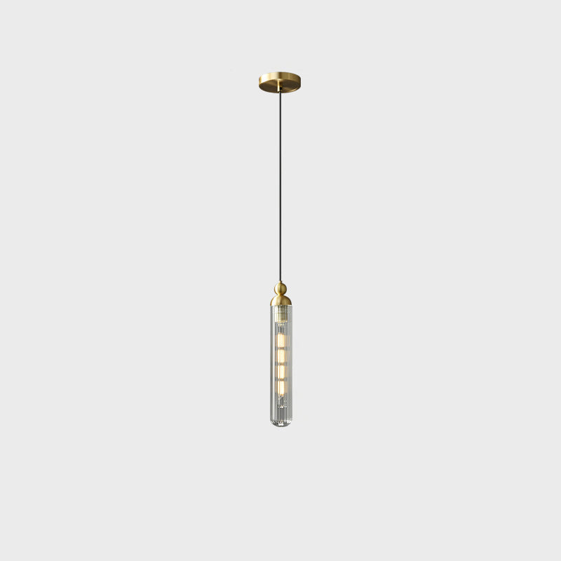 Contemporary Simplicity Brass Glass Strip 1-Light Pendant Light For Living Room