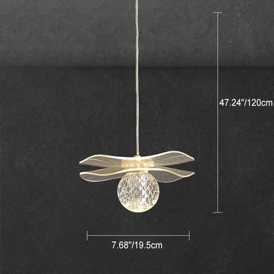 Contemporary Luxury Ruffled Acrylic Decor Spherical Shade LED Pendant Light For Bedroom