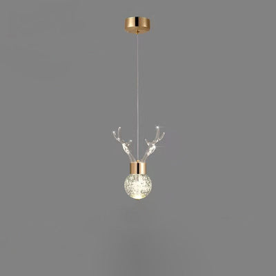 Contemporary Creative Acrylic Antler Bubble Crystal Ball LED Pendant Light For Living Room