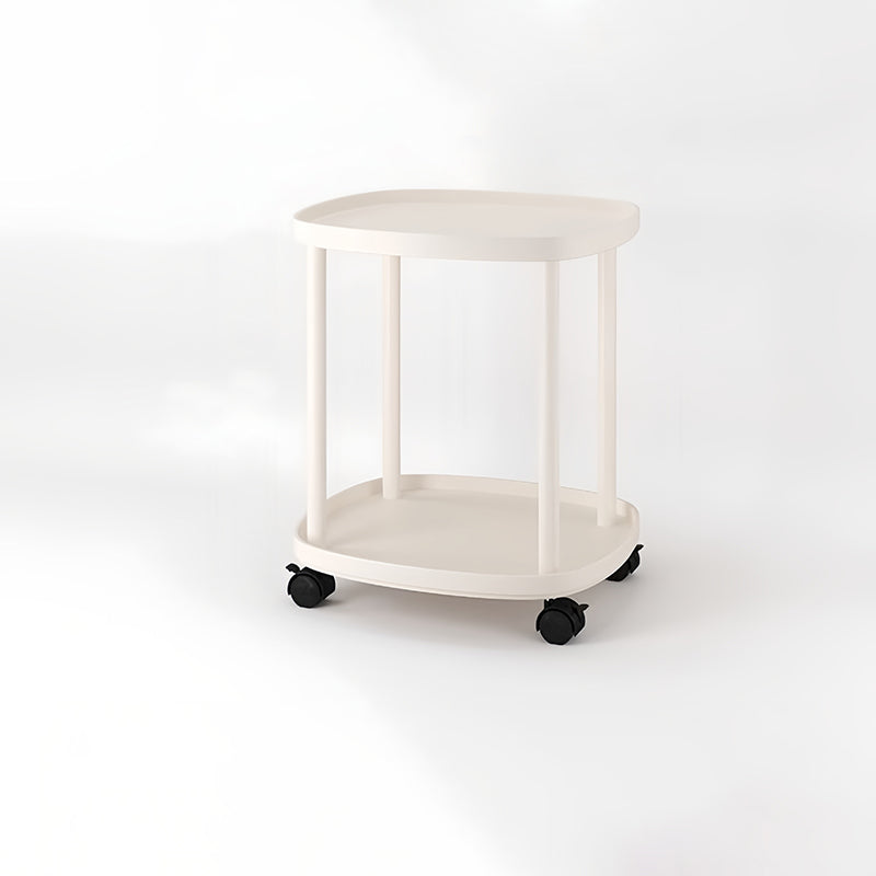 Contemporary Scandinavian Square PP Carbon Steel End Table 2-Tier Movable For Bedroom