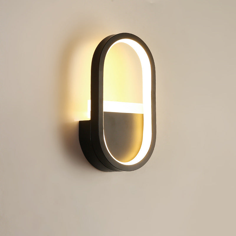 Modern Minimalist Iron Silicone Elliptical Circular Arc LED Wall Sconce Lamp For Bedroom