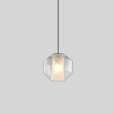 Contemporary Nordic Iron Glass Ball Cylinder 1-Light Pendant Light For Dining Room