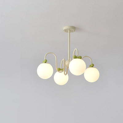 Modern Minimalist Cream Bow Round Ball Hardware Glass 4/5/6/8 Light Chandelier For Living Room