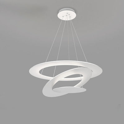 Contemporary Creative Multi-Tier Circle Flying Saucer Iron LED Pendant Light For Living Room