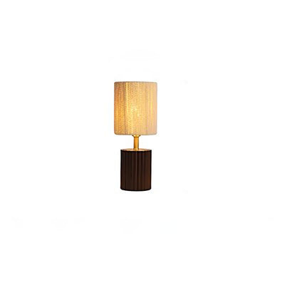 Traditional Japanese Column Wood Paper Rope 1-Light Table Lamp For Living Room