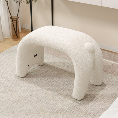 Contemporary Creative Curved Faux Fur Cat Design Vanity Stool Armless For Living Room