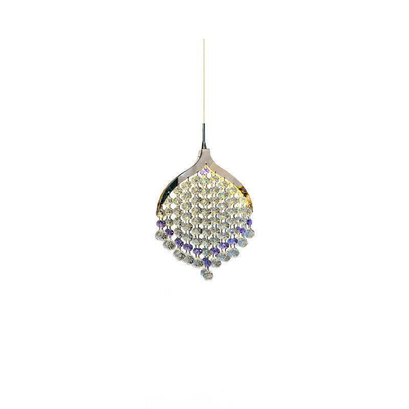 Modern Eclectic Teardrop Stainless Steel Crystal LED Pendant Light For Living Room