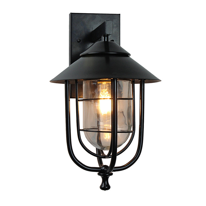 Contemporary Industrial Bird Cage Iron Glass 1-Light Wall Sconce Lamp For Garden