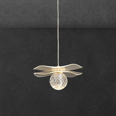 Contemporary Luxury Ruffled Acrylic Decor Spherical Shade LED Pendant Light For Bedroom