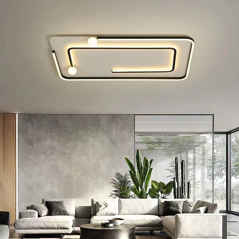 Modern Minimalist Iron Silica Rectangular Square Round LED Flush Mount Ceiling Light For Living Room