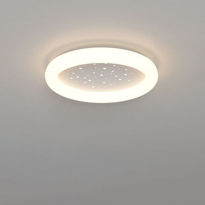 Modern Simplicity Iron Acrylic Round Starry Sky LED Flush Mount Ceiling Light For Bedroom