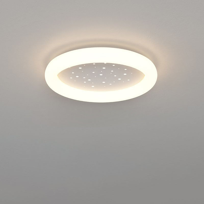 Modern Simplicity Iron Acrylic Round Starry Sky LED Flush Mount Ceiling Light For Bedroom