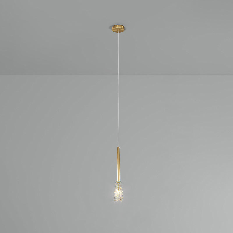 Lustre suspendu moderne en cuivre avec verre transparent conique 1/2 lumière 