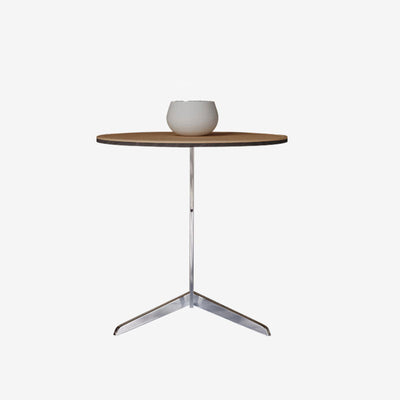 Modern Minimalist Round Leather Steel End Table For Living Room