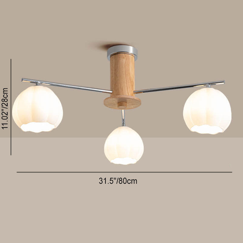 Modern Simplicity Wood Hardware Glass Stripes 3/5/6/8-Light Chandelier For Living Room