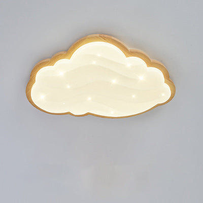 Contemporary Creative Cream Clouds Acrylic Starry Hanging LED Flush Mount Ceiling Light For Bedroom