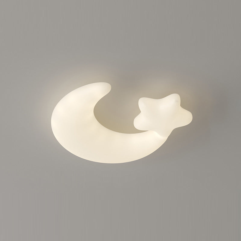 Modern Minimalist Moon Star PE Iron LED Flush Mount Ceiling Light For Bedroom