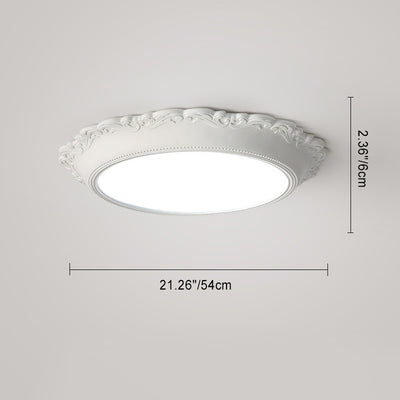 Modern Minimalist PU Engraved Round Edge Acrylic LED Flush Mount Ceiling Light For Living Room