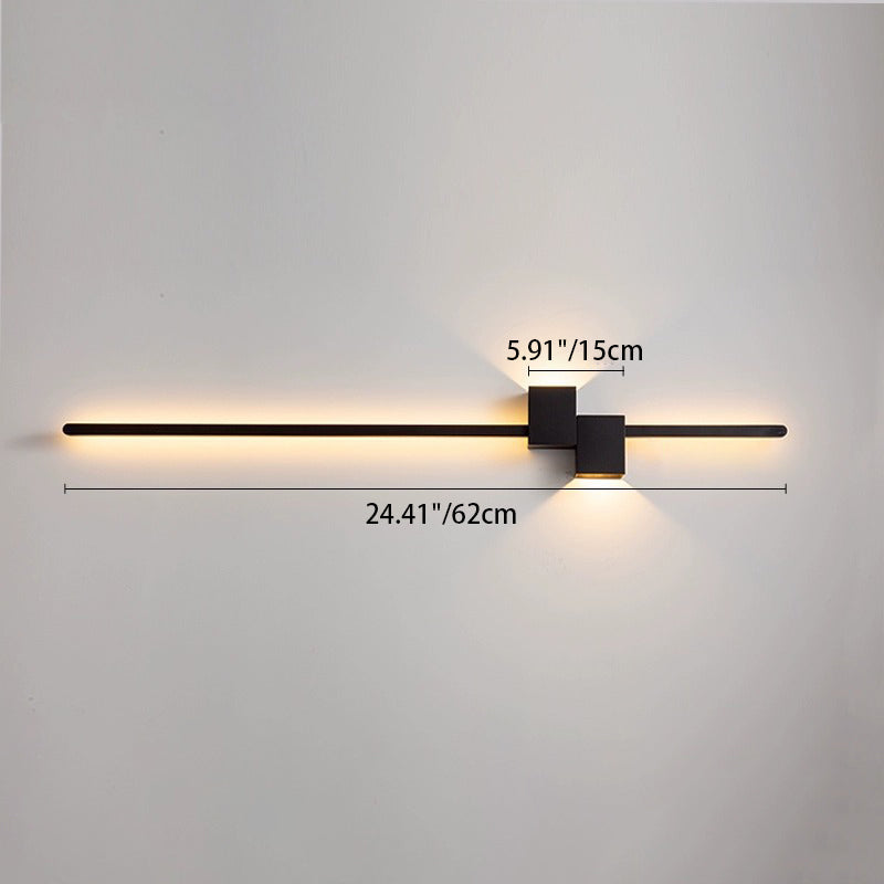 Modern Minimalist Strip Rectangle Iron Aluminum LED Wall Sconce Lamp For Living Room