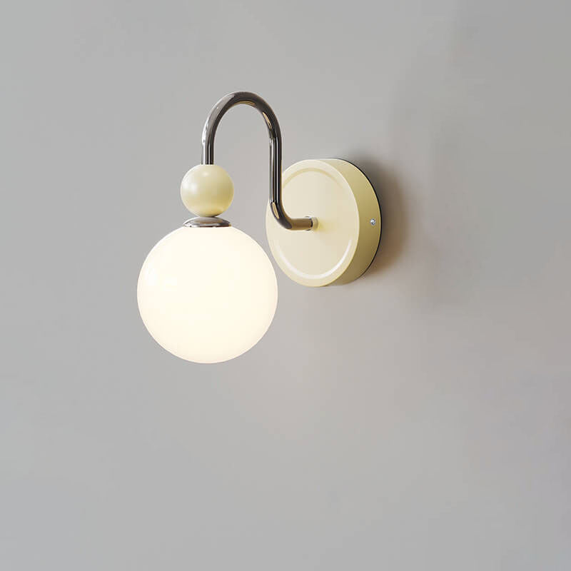 Modern Minimalist Cream Style Wrought Iron Ball 1-Light Wall Sconce Lamp